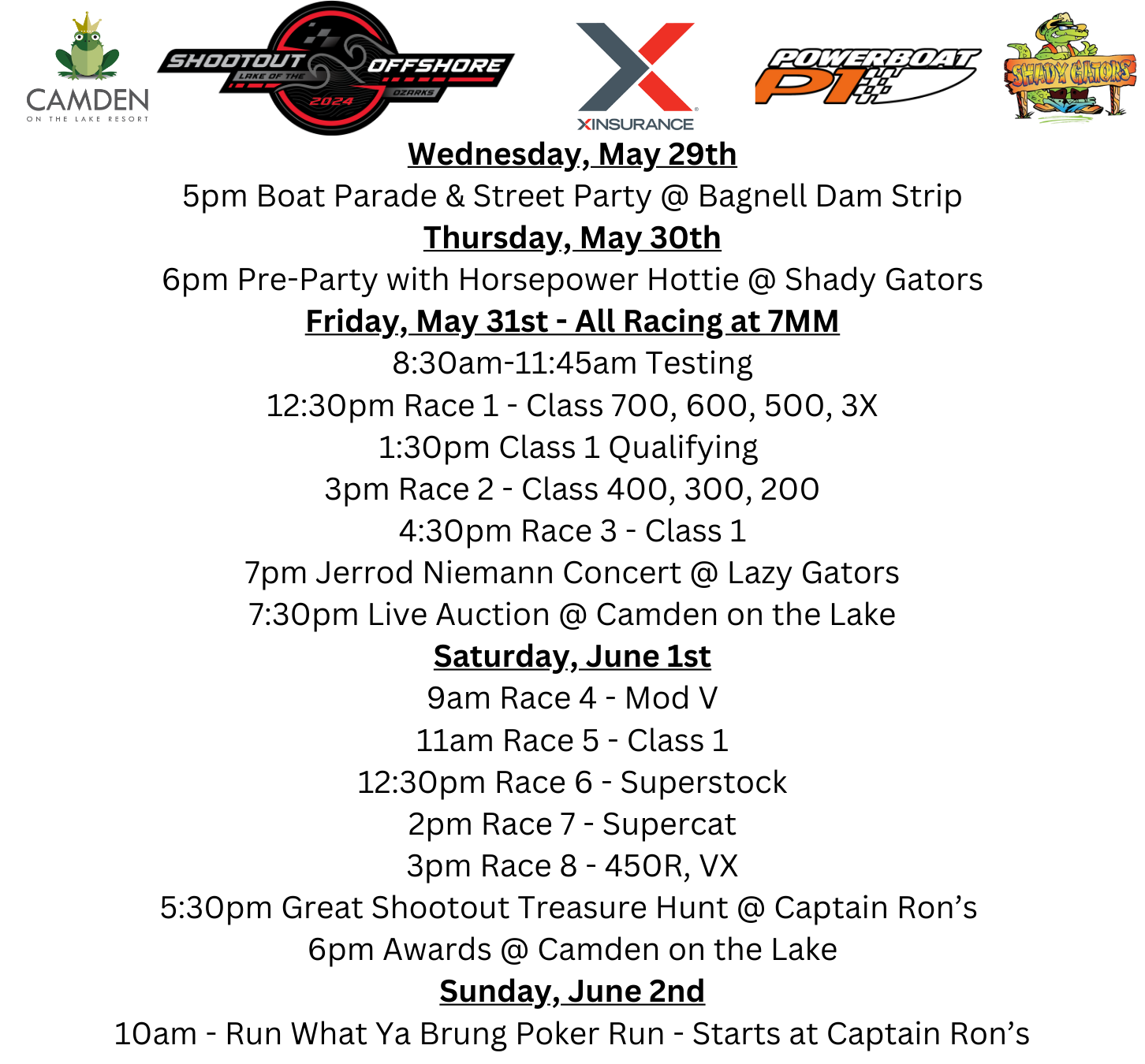 Shootout Offshore 2024 Schedule Lake of the Ozarks Shootout