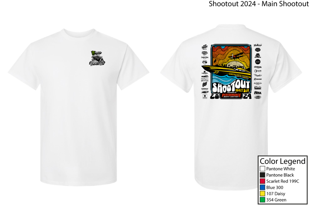 2024 36th Annual Shootout Main Shirt White Heavy Cotton Lake of the